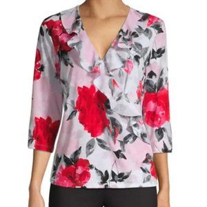 NWT Karl Lagerfeld Floral Flounces Blouse M